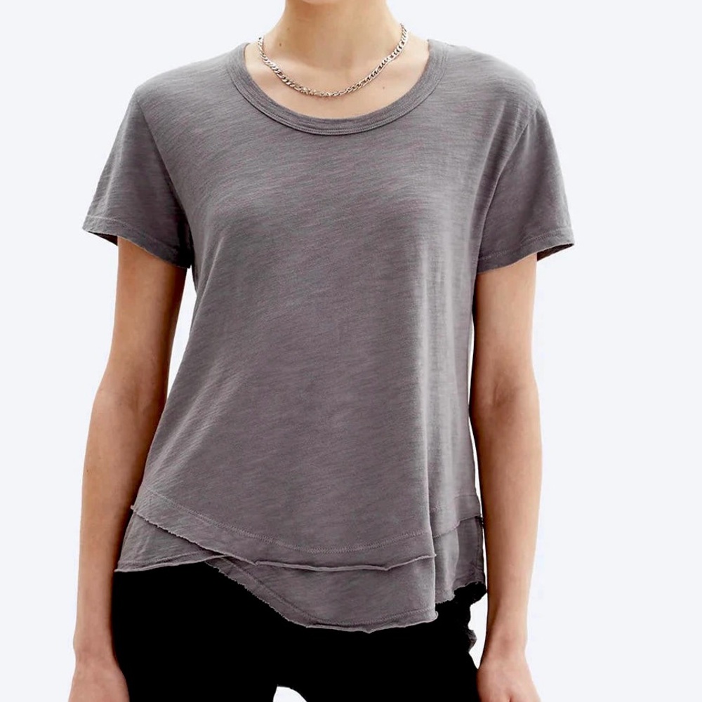 CHRLDR Ava Mock Layer Crew Neck Shirt Graphite Grey